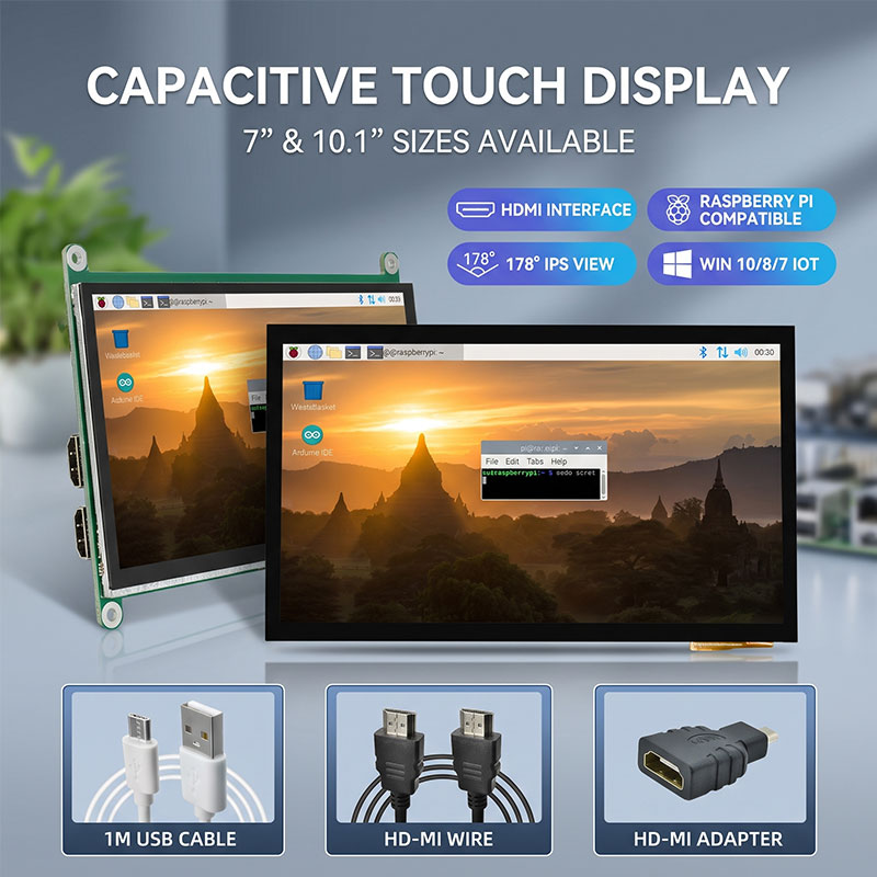 Raspberry Pi 10.1 Inch Capacitive Touch Screen Ips - IPS HDMI Touch-Display 7 10,1 Zoll